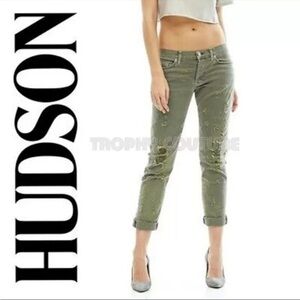 HUDSON JEANS low rise y2k style RILEY RELAXED STRAIGHT CROP IN LODEN GREEN SZ 28